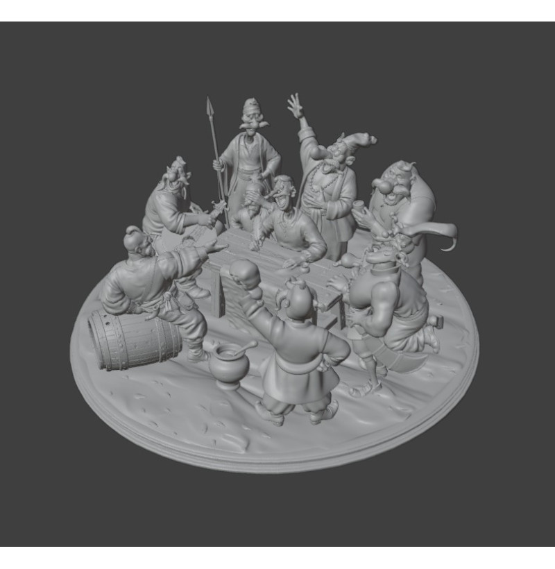 Zaporizhian Cossacks Writing a Letter" Diorama – STL File for 3D Printing