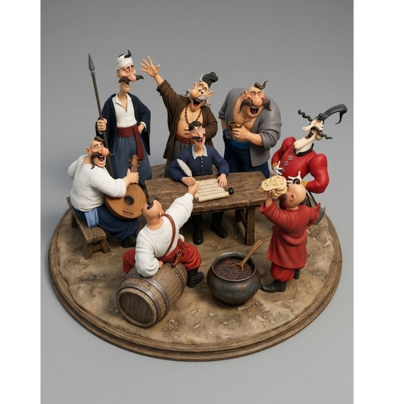Zaporizhian Cossacks Writing a Letter" Diorama – STL File for 3D Printing