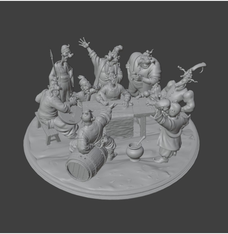 Zaporizhian Cossacks Writing a Letter" Diorama – STL File for 3D Printing