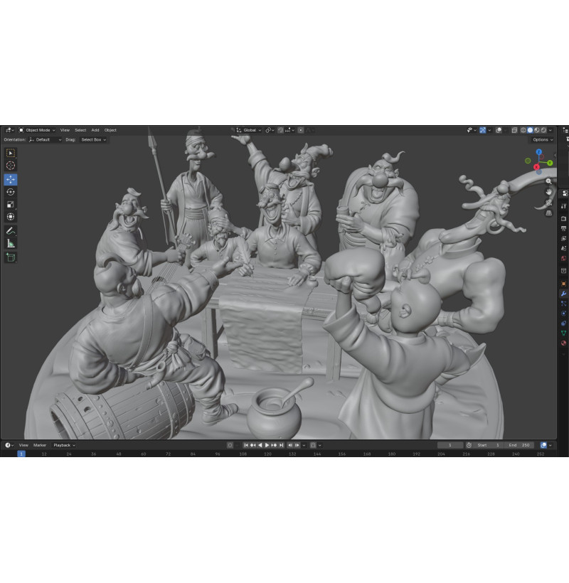 Zaporizhian Cossacks Writing a Letter" Diorama – STL File for 3D Printing