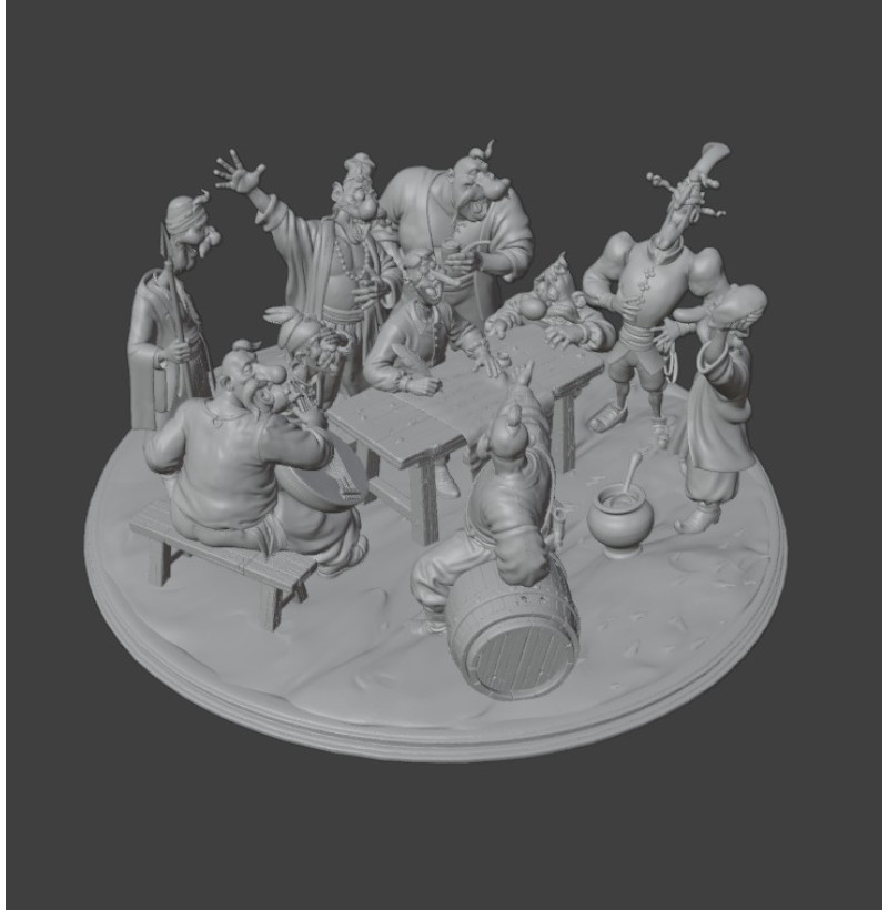Zaporizhian Cossacks Writing a Letter" Diorama – STL File for 3D Printing