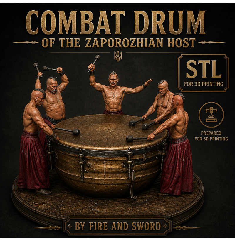 Zaporozhian Cossack War Drum STL File for 3D Printing
