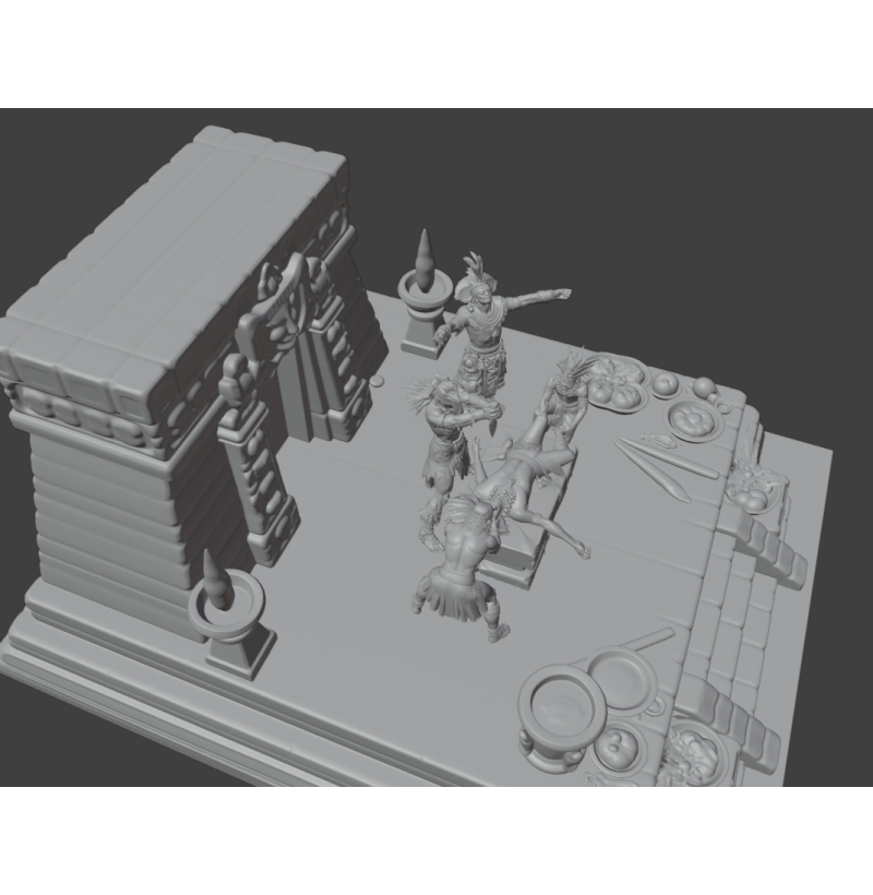 Buy Mayan Sacrificial Ritual STL Diorama | 3D Print