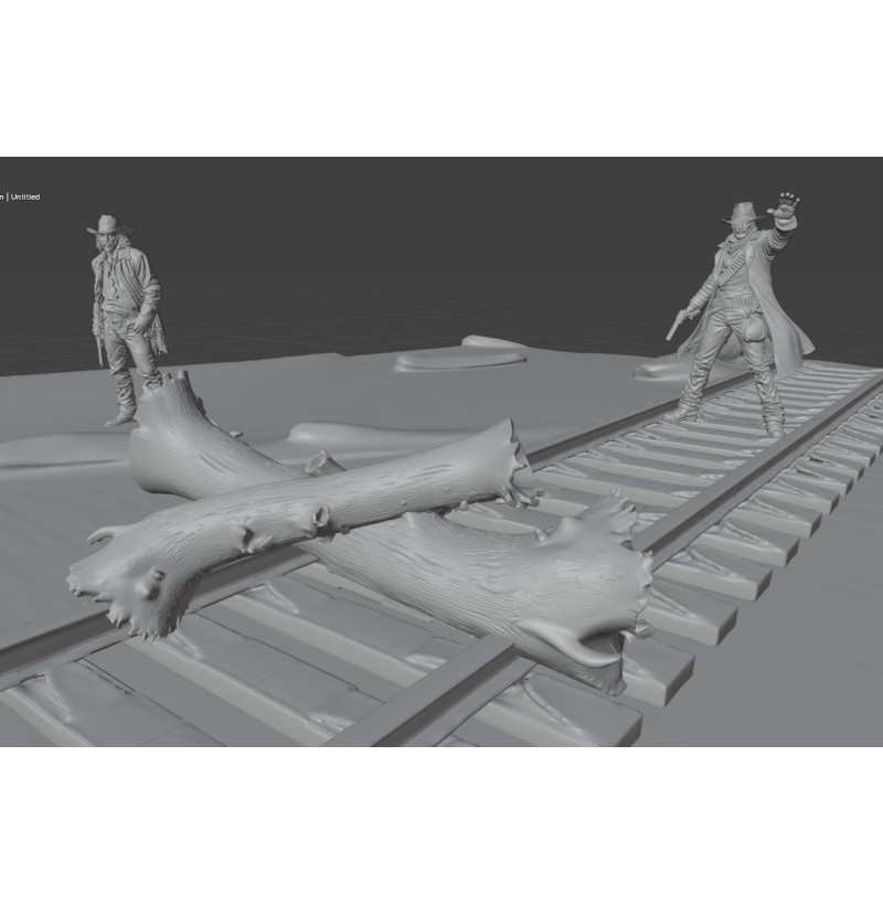 Buy Wild West Train Robbery Diorama STL for 3D Printing