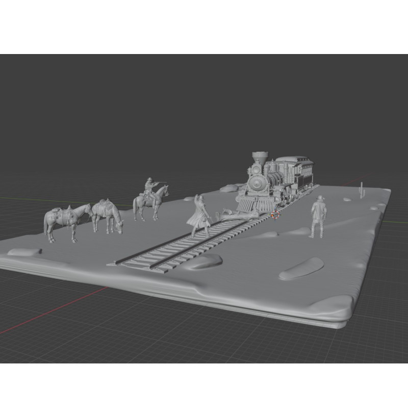 Buy Wild West Train Robbery Diorama STL for 3D Printing
