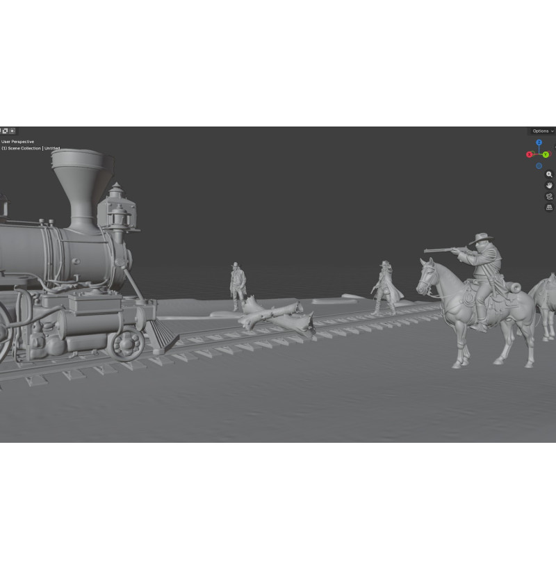 Buy Wild West Train Robbery Diorama STL for 3D Printing
