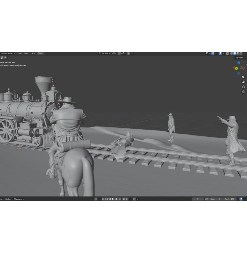 Buy Wild West Train Robbery Diorama STL for 3D Printing