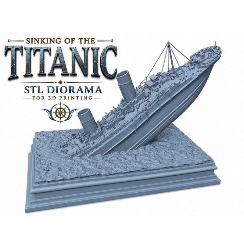 Sinking of the Titanic STL Diorama for 3D Printing
