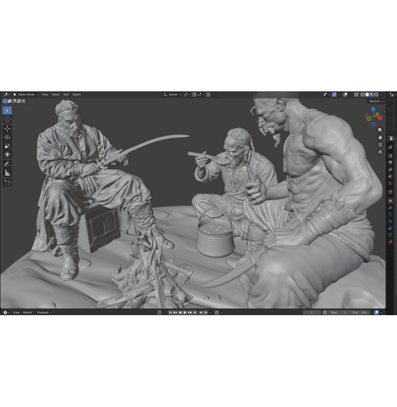 Zaporizhian Cossacks by the Campfire – Historical Diorama STL Files