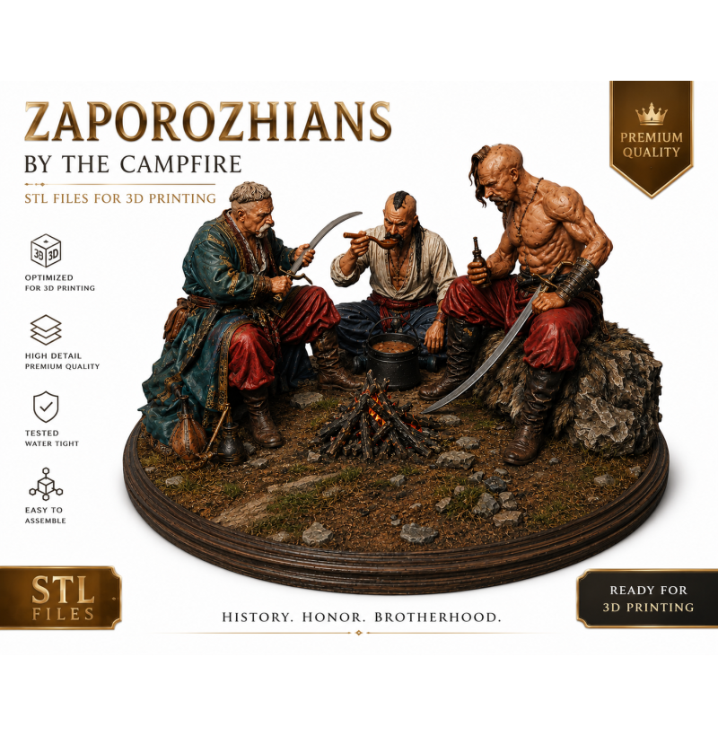 Zaporizhian Cossacks by the Campfire – Historical Diorama STL Files