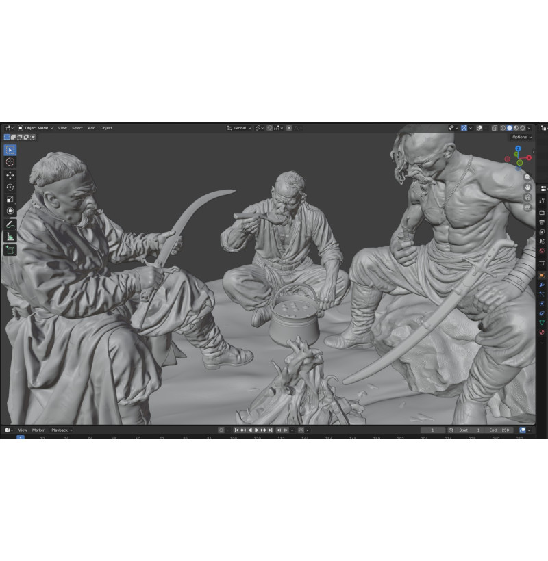 Zaporizhian Cossacks by the Campfire – Historical Diorama STL Files