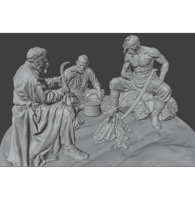 Zaporizhian Cossacks by the Campfire – Historical Diorama STL Files
