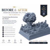 "Between Before and After" Diorama – Post-Apocalyptic City STL File for 3D Printing