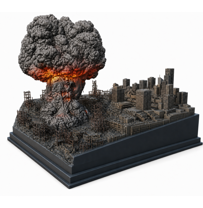 "Between Before and After" Diorama – Post-Apocalyptic City STL File for 3D Printing