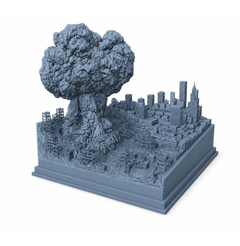 "Between Before and After" Diorama – Post-Apocalyptic City STL File for 3D Printing