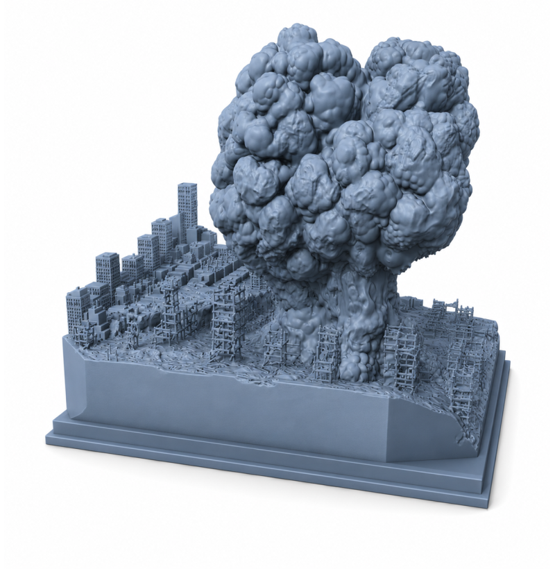"Between Before and After" Diorama – Post-Apocalyptic City STL File for 3D Printing