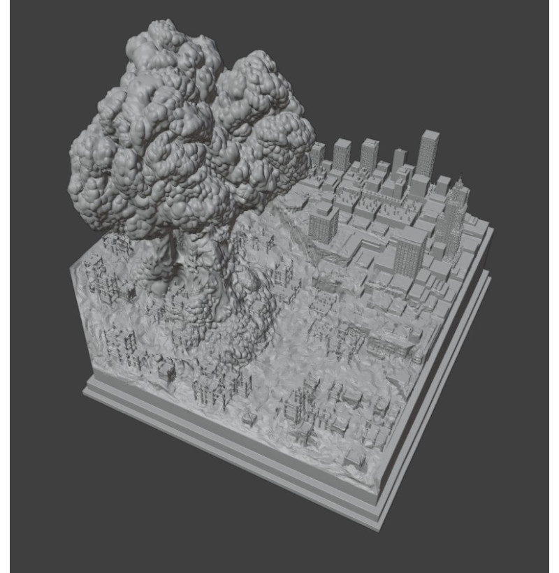 "Between Before and After" Diorama – Post-Apocalyptic City STL File for 3D Printing