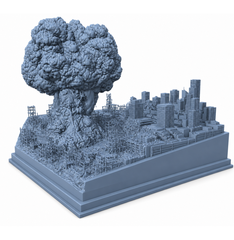 "Between Before and After" Diorama – Post-Apocalyptic City STL File for 3D Printing
