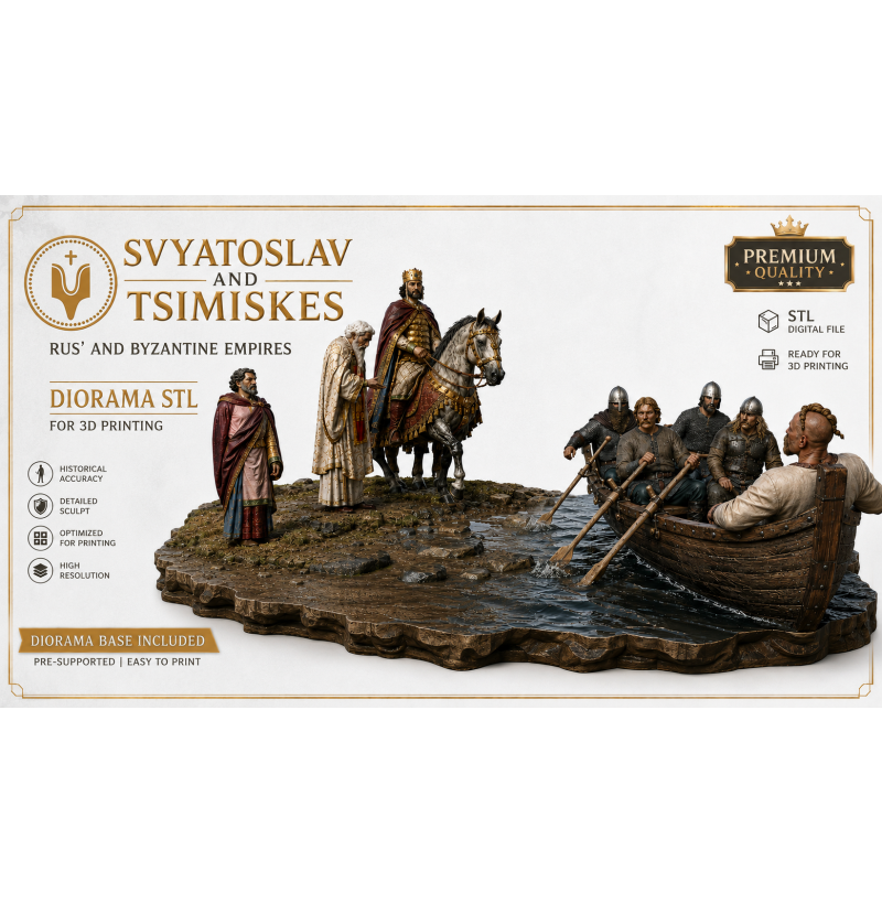 Svyatoslav and Tzimiskes — Rus’ and Byzantium | Historical STL Diorama for 3D Printing