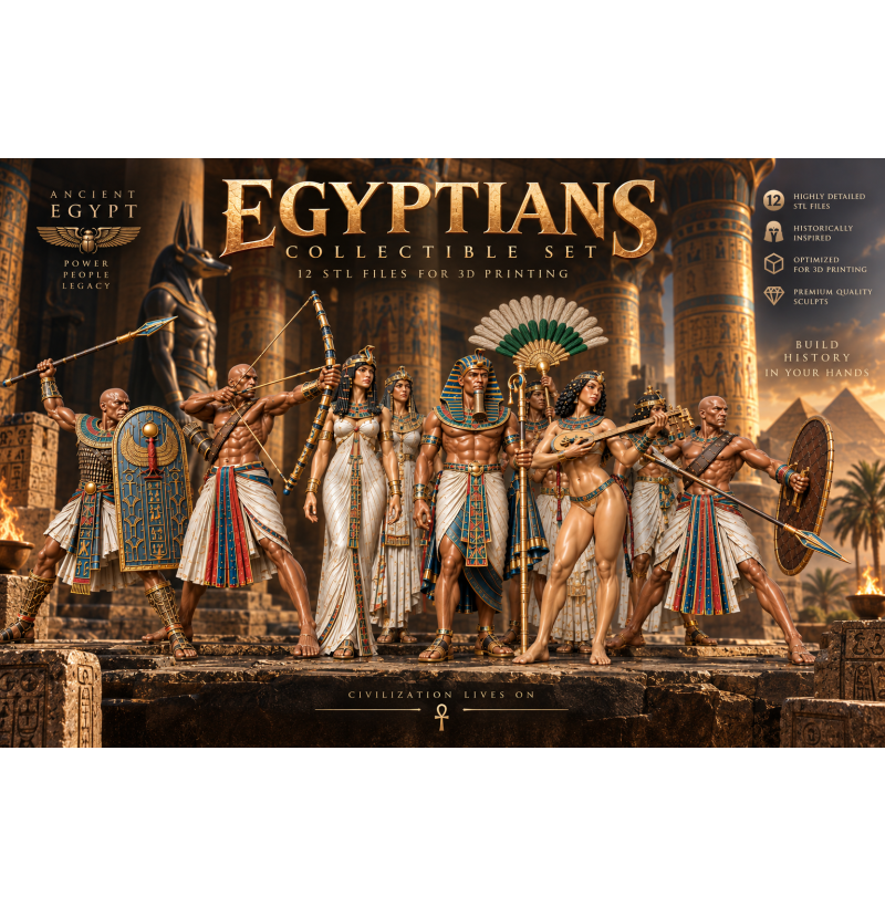 Ancient Egyptians — Collectible Set | 12 STL Files for 3D Printing