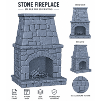Stone Fireplace STL File for 3D Printing