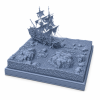 Shipwreck Diorama STL for 3D Printing | Pirate Ship Wreck Scene