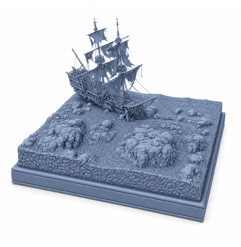 Shipwreck Diorama STL for 3D Printing | Pirate Ship Wreck Scene