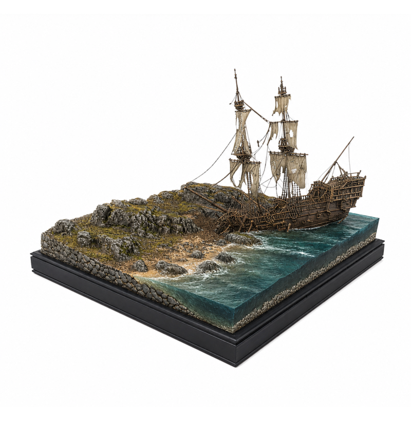 Shipwreck Diorama STL for 3D Printing | Pirate Ship Wreck Scene