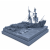 Shipwreck Diorama STL for 3D Printing | Pirate Ship Wreck Scene