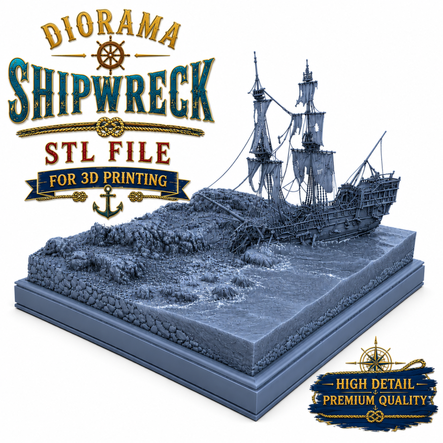 Shipwreck Diorama STL File for 3D Printing Shipwreck Diorama STL File for 3D Printing