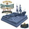 Shipwreck Diorama STL for 3D Printing | Pirate Ship Wreck Scene