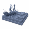 Shipwreck Diorama STL for 3D Printing | Pirate Ship Wreck Scene