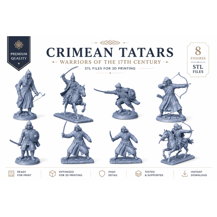 Crimean Tatars of the 17th Century – 8 STL Models Set for 3D Printing Crimean Tatars of the 17th Century – 8 STL Models Set for 3D Printing