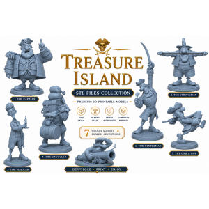 Treasure Island Pirate Miniatures STL Collection for 3D Printing
