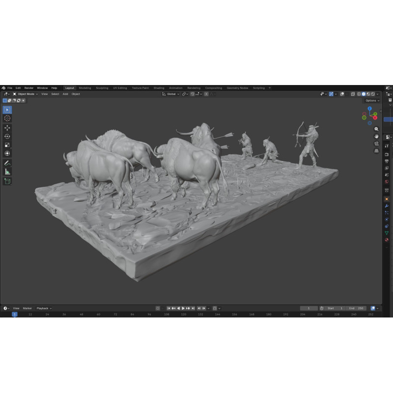 Buffalo Hunt Diorama STL Files for 3D Printing