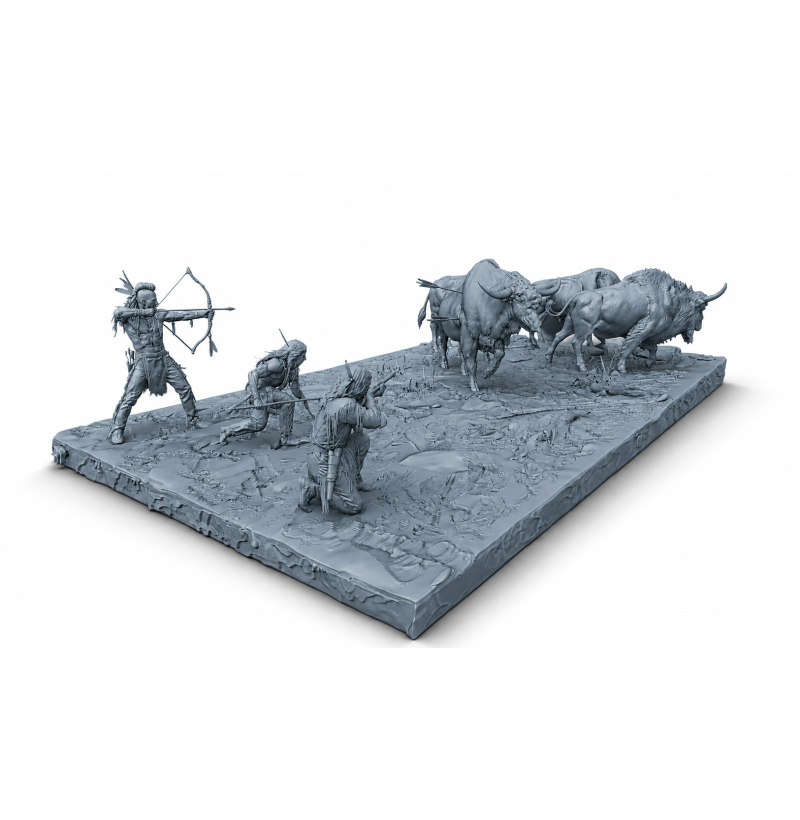 Buffalo Hunt Diorama STL Files for 3D Printing