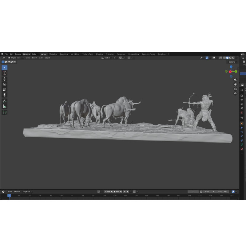 Buffalo Hunt Diorama STL Files for 3D Printing