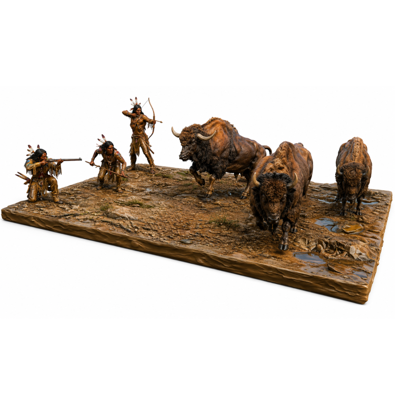 Buffalo Hunt Diorama STL Files for 3D Printing