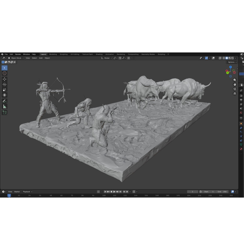Buffalo Hunt Diorama STL Files for 3D Printing