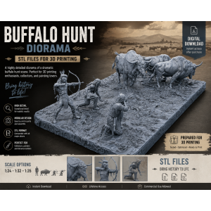 Buffalo Hunt Diorama STL Files for 3D Printing