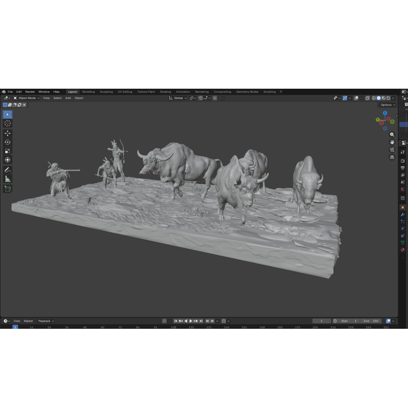 Buffalo Hunt Diorama STL Files for 3D Printing