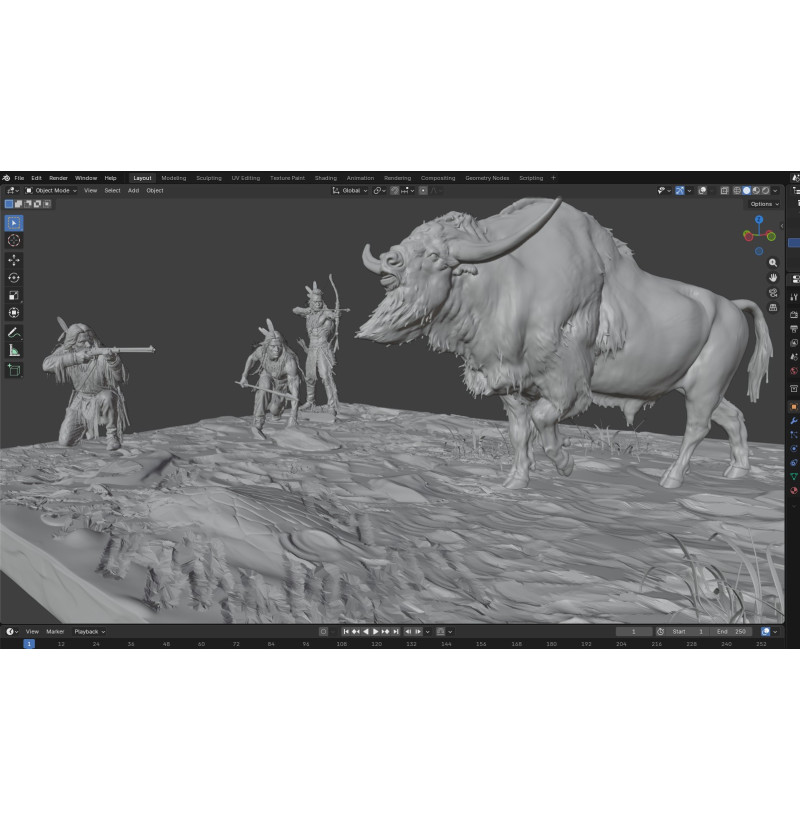Buffalo Hunt Diorama STL Files for 3D Printing