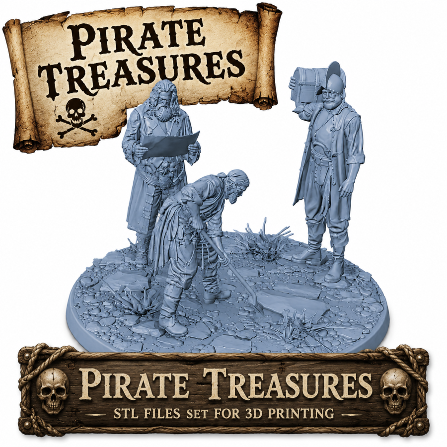 Pirate Treasures STL Files Set for 3D Printing Pirate Treasures STL Files Set for 3D Printing