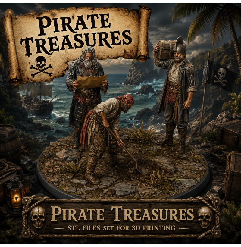 Pirate Treasures STL Files Set for 3D Printing