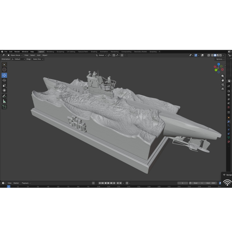 German U-96 Submarine with Crew Diorama – STL Files for 3D Printing