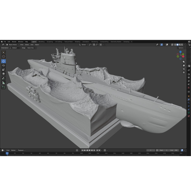 German U-96 Submarine with Crew Diorama – STL Files for 3D Printing