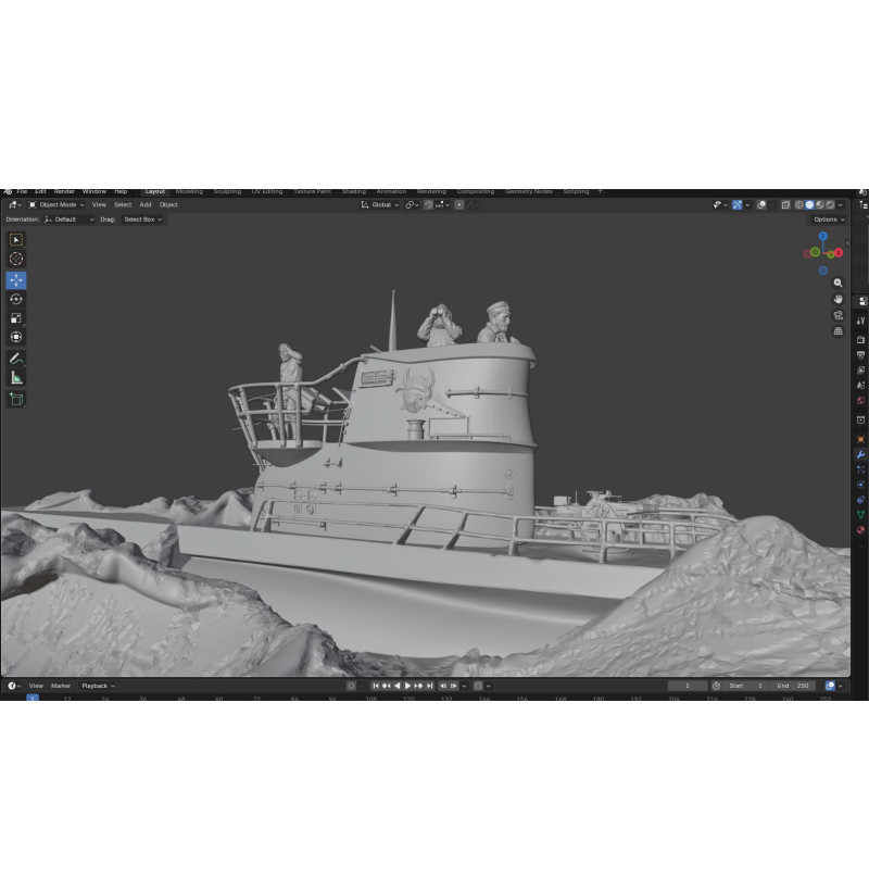 German U-96 Submarine with Crew Diorama – STL Files for 3D Printing