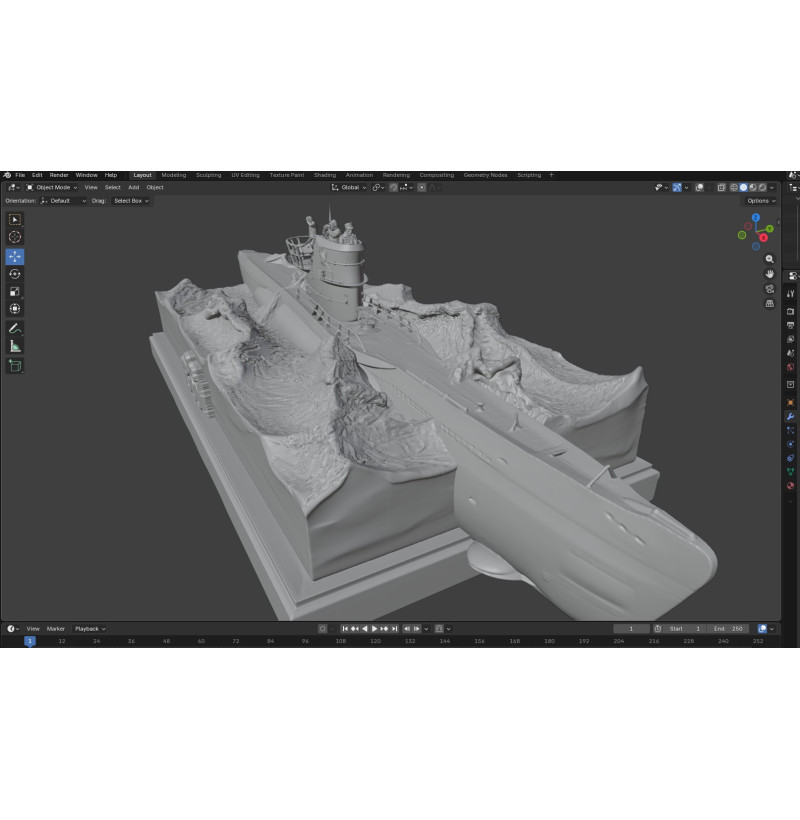 German U-96 Submarine with Crew Diorama – STL Files for 3D Printing
