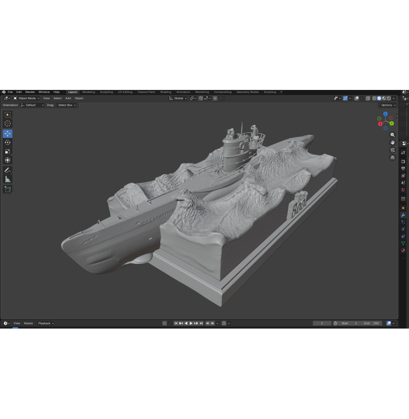 German U-96 Submarine with Crew Diorama – STL Files for 3D Printing