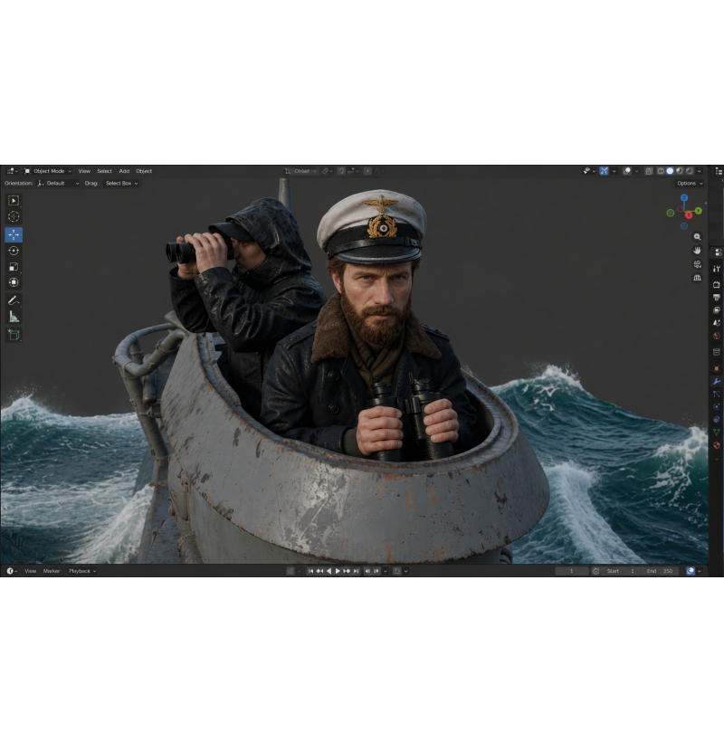 German U-96 Submarine with Crew Diorama – STL Files for 3D Printing